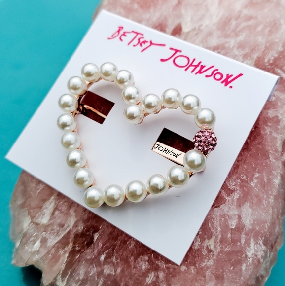 Rose Gold Crystal/Pearl Open Heart Hair Barrette - Picture 6 of 16